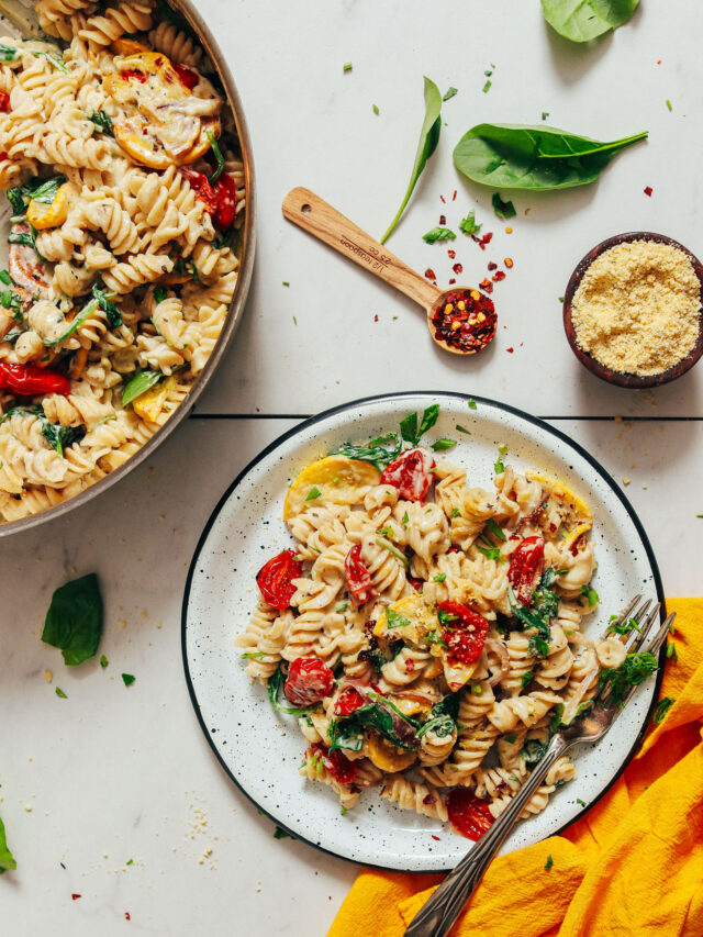 CREAMY-White-Pasta-with-Summer-Vegetables-10-ingredients-simple-methods-light-cheesy-satisfying.-pasta-plantbased-glutenfree-recipe-minimalistbaker-23