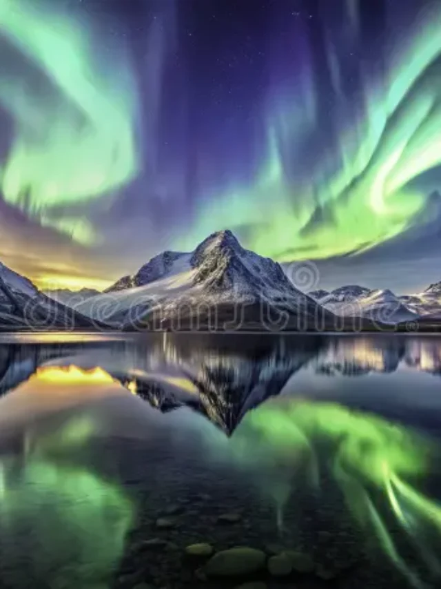 witness-enchanting-dance-aurora-borealis-majestic-mountain-reflection-arctic-night-experience-breathtaking-spectacle-357221834