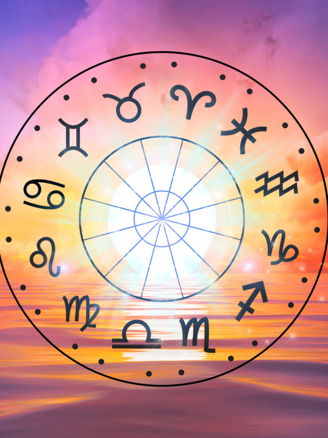 Zodiac signs inside of horoscope circle. Astrology in the sky with many stars and moons astrology and horoscopes concept
